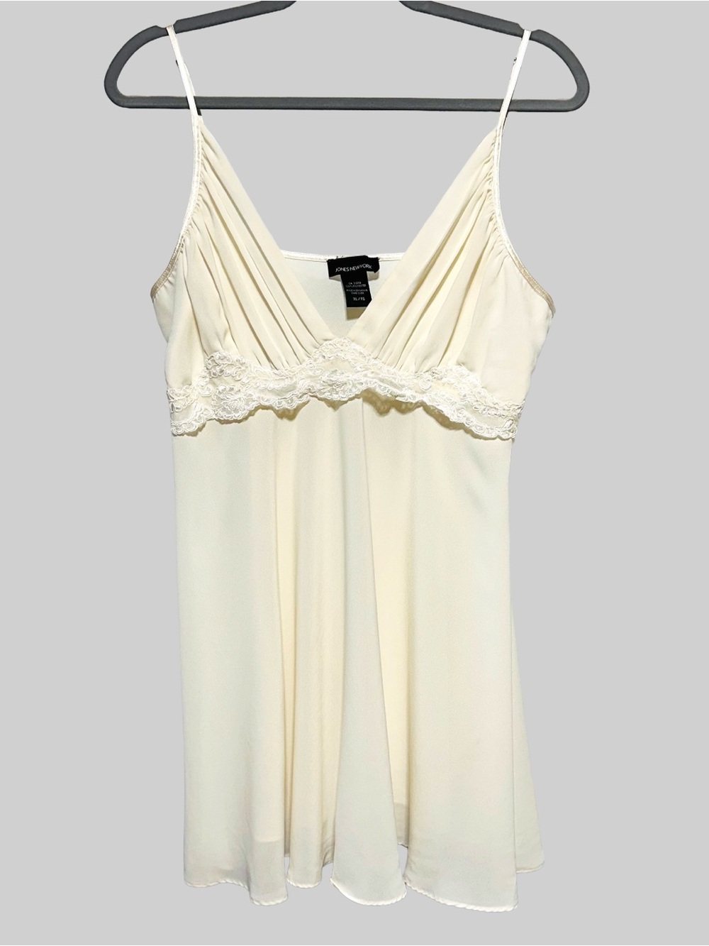 Jones New York Ivory Lace Trim Cami XL Coquette Y2K Lingerie Top